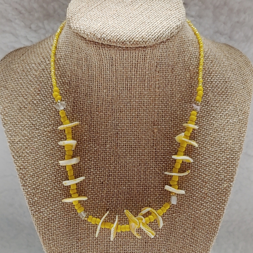 Yellow Shell & Bead Necklace